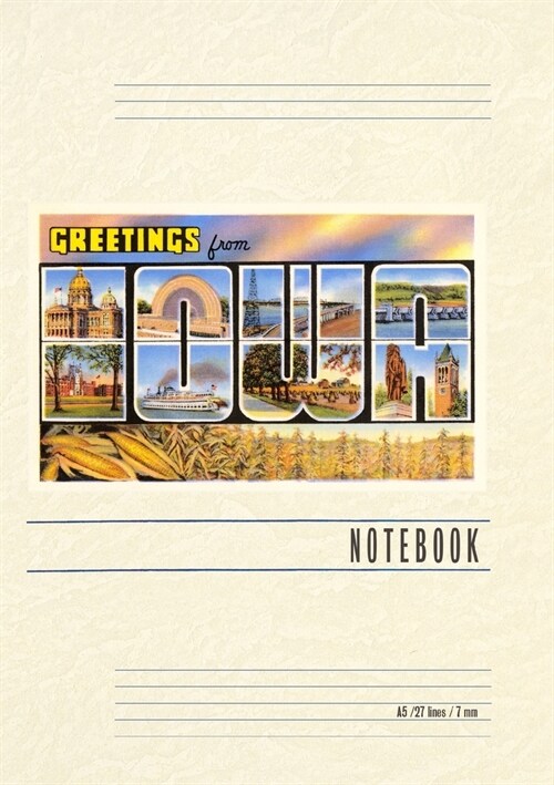 Vintage Lined Notebook Greetings from Iowa (Paperback)