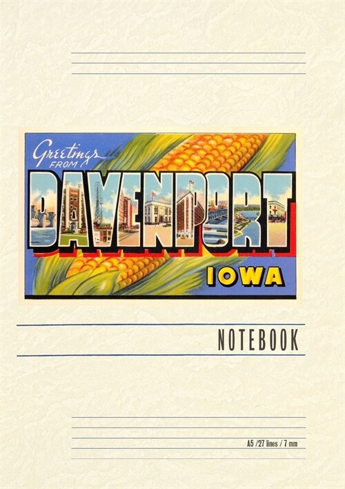 Vintage Lined Notebook Greetings from Davenport (Paperback)