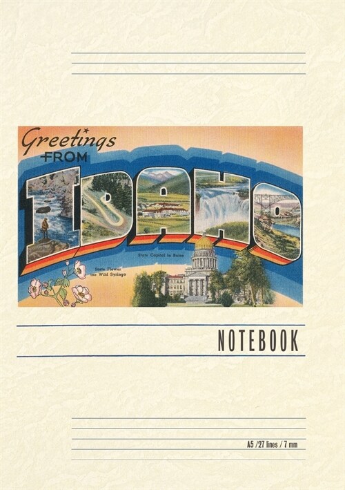 Vintage Lined Notebook Greetings from Idaho (Paperback)