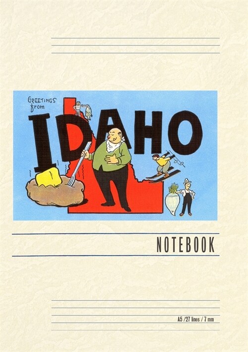 Vintage Lined Notebook Greetings from Idaho, Cartoon (Paperback)