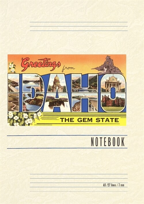 Vintage Lined Notebook Greetings from Idaho, the Gem State (Paperback)