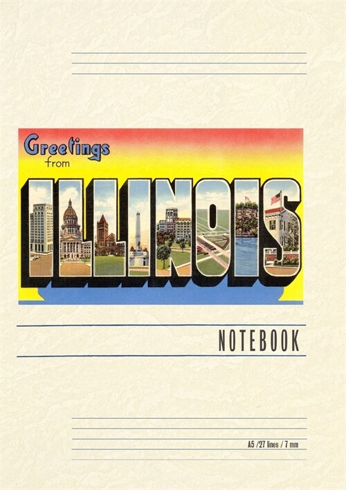 Vintage Lined Notebook Greetings from Illinois (Paperback)