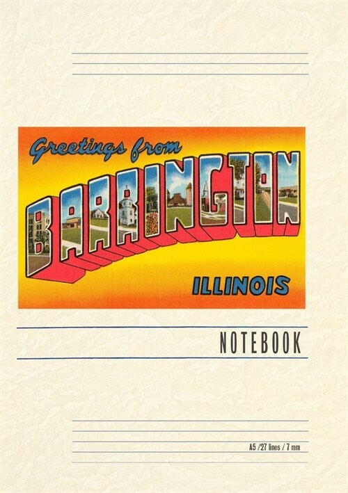 Vintage Lined Notebook Greetings from Barrington, Illinois (Paperback)
