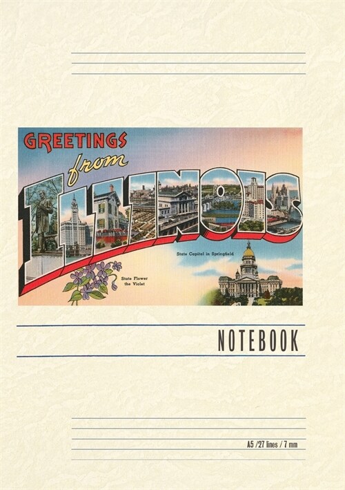 Vintage Lined Notebook Greetings from Illinois (Paperback)