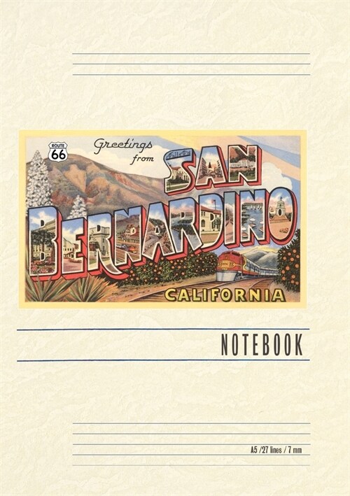 Vintage Lined Notebook Greetings from San Bernardino, California (Paperback)