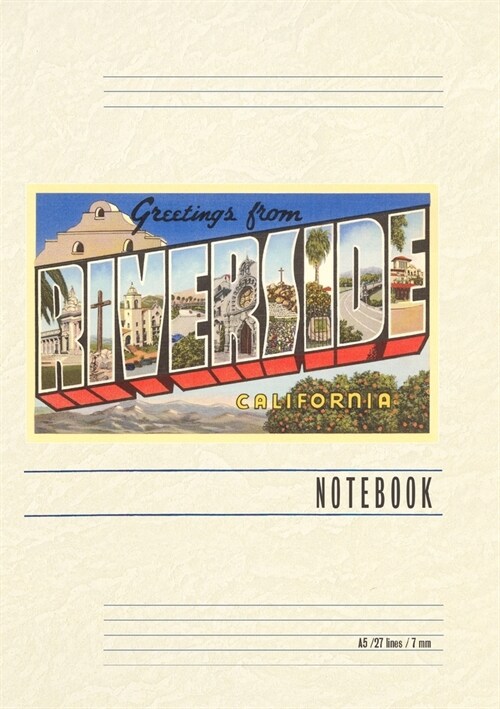 Vintage Lined Notebook Greetings from Riverside, California (Paperback)