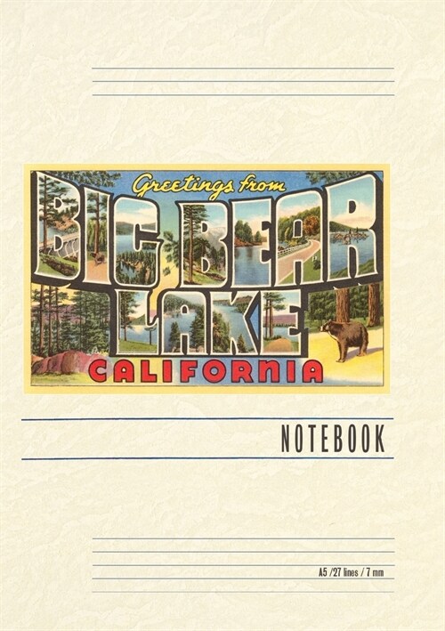 Vintage Lined Notebook Greetings from Big Bear Lake, California (Paperback)