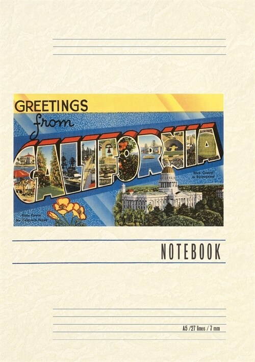 Vintage Lined Notebook Greetings from California (Paperback)