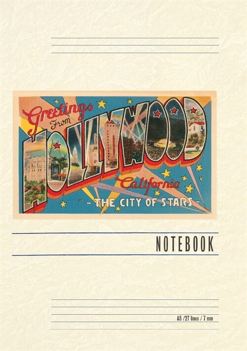 Vintage Lined Notebook Greetings from Hollywood, California (Paperback)