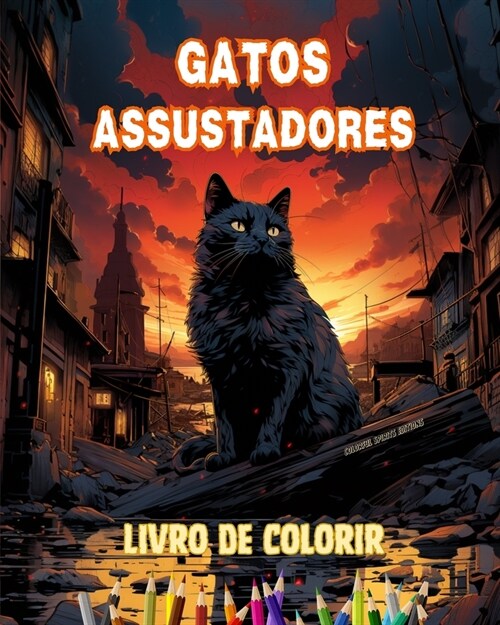 Gatos assustadores Livro de colorir Cenas fascinantes e criativas de gatos aterrorizantes para maiores de 15 anos: Incr?el cole豫o de gatos assassino (Paperback)