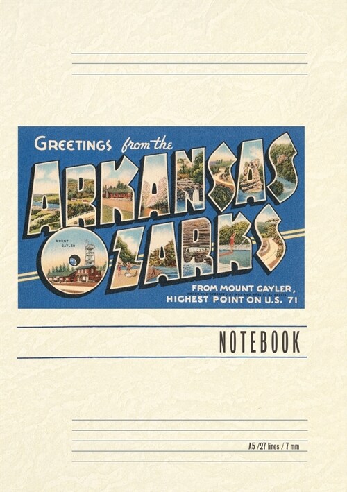 Vintage Lined Notebook Greetings from the Arkansas Ozarks (Paperback)