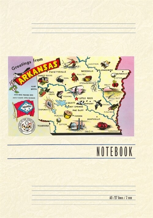 Vintage Lined Notebook Greetings from Arkansas (Paperback)