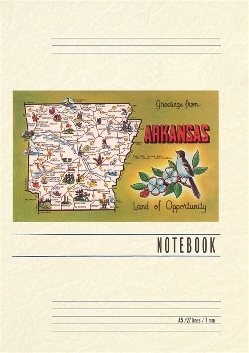 Vintage Lined Notebook Greetings from Arkansas (Paperback)
