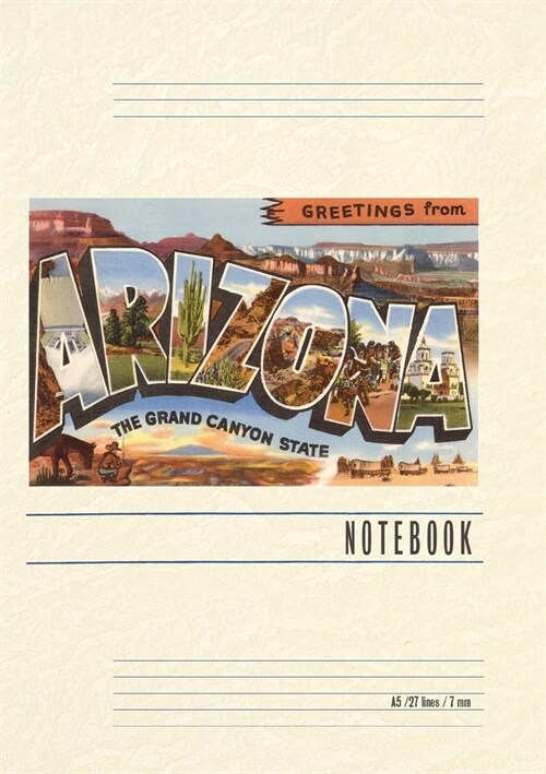 Vintage Lined Notebook Greetings from Arizona, Grand Canyon (Paperback)