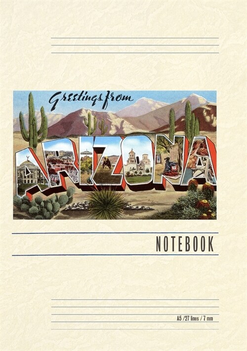 Vintage Lined Notebook Greetings from Arizona (Paperback)