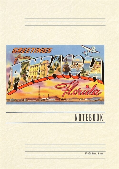 Vintage Lined Notebook Greetings from Pensacola, Florida (Paperback)