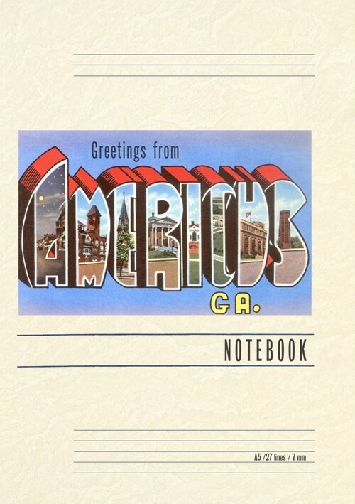 Vintage Lined Notebook Greetings from Americus (Paperback)