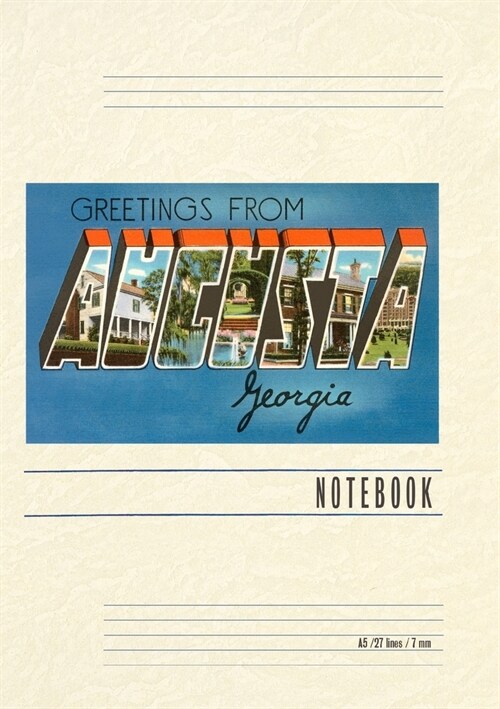 Vintage Lined Notebook Greetings from Augusta (Paperback)