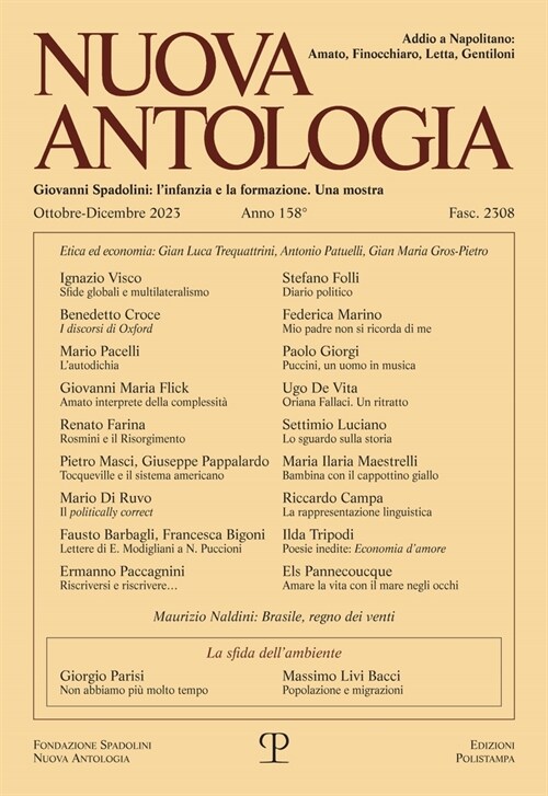 Nuova Antologia - A. CLVIII, N. 2308, Ottobre-Dicembre 2023: Rivista Di Lettere, Scienze Ed Arti. Serie Trimestrale Fondata Da Giovanni Spadolini (Paperback)