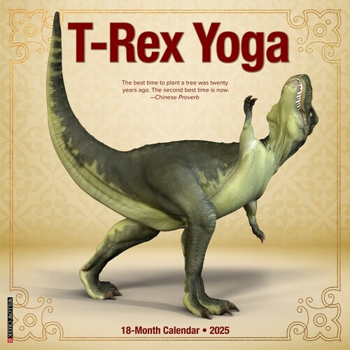 T-Rex Yoga 2025 12 X 12 Wall Calendar (Wall)