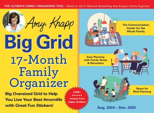 2025 Amy Knapps Big Grid Family Organizer Wall Calendar: August 2024 - December 2025 (Wall)