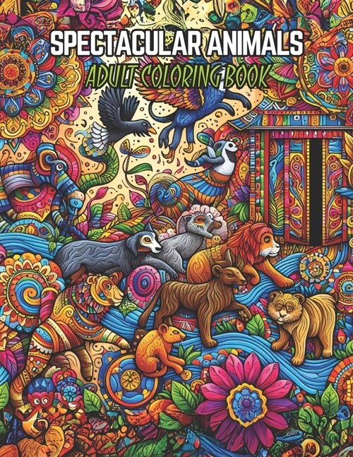 Spectacular Animals: Adult Coloring Book, Stress Relieving Mandala Animal Designs (Paperback)