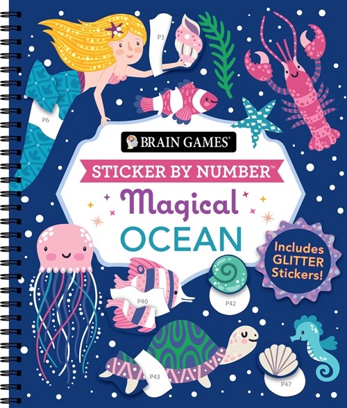 Brain Games - Sticker by Number: Magical Ocean: Includes Glitter Stickers! (Spiral)