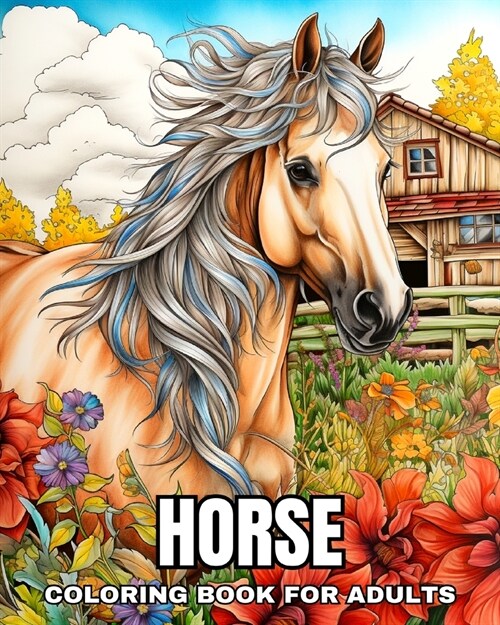 Horse Coloring Book for Adults: Colouring Pages for Adults and Teens with Realistic and Fantasy Horses (Paperback)