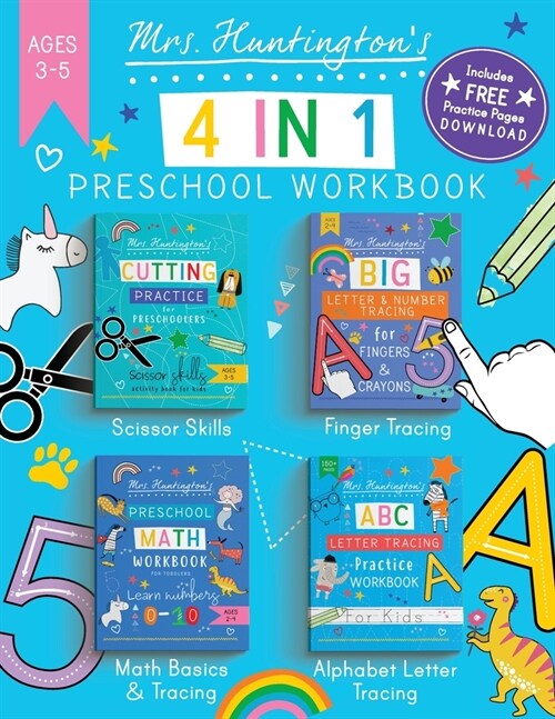 Mrs Huntingtons 4 in 1 Preschool Workbook Ages 3-5 (Paperback)