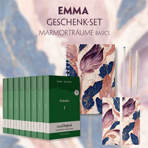 Emma Geschenkset - 8 Bucher (Softcover + Audio-Online) + Marmortraume Schreibset Basics, m. 8 Beilage, m. 8 Buch (WW)