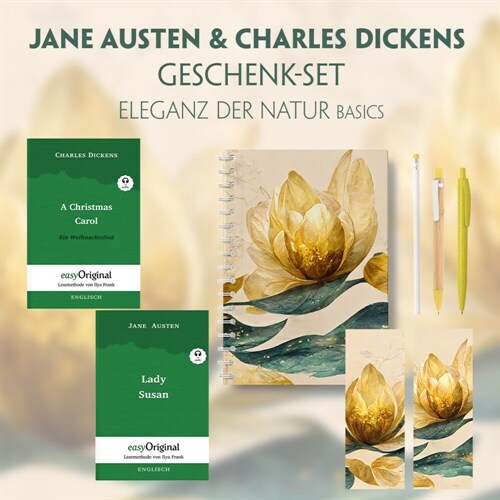 Jane Austen & Charles Dickens Geschenkset - 2 Bucher (Hardcover+ Audio-Online) + Eleganz der Natur Schreibset Basics, m. 2 Beilage, m. 2 Buch (WW)