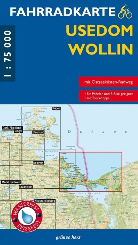 Fahrradkarte Usedom, Wollin (Sheet Map)