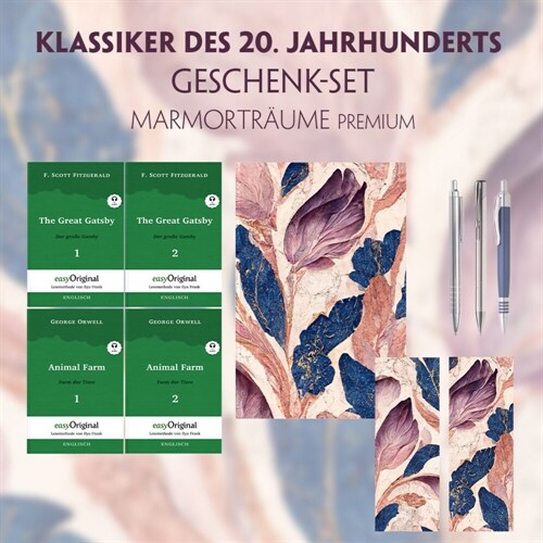 Klassiker des 20. Jahrhunderts Geschenkset - 4 Bucher (mit Audio-Online) + Marmortraume Schreibset Premium, m. 4 Beilage, m. 4 Buch (WW)