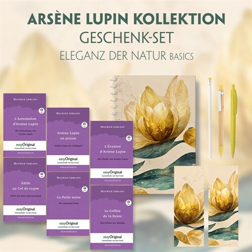 Arsene Lupin Geschenkset - 6 Bucher (mit Audio-Online) + Eleganz der Natur Schreibset Basics, m. 6 Beilage, m. 6 Buch (WW)