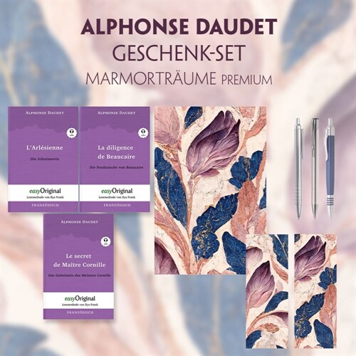 Alphonse Daudet Geschenkset - 3 Bucher (mit Audio-Online) + Marmortraume Schreibset Premium, m. 3 Beilage, m. 3 Buch (WW)