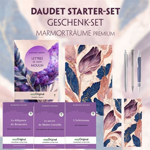 Alphonse Daudet Starter-Paket Geschenkset - 4 Bucher (mit Audio-Online) + Marmortraume Schreibset Premium, m. 4 Beilage, m. 4 Buch (WW)