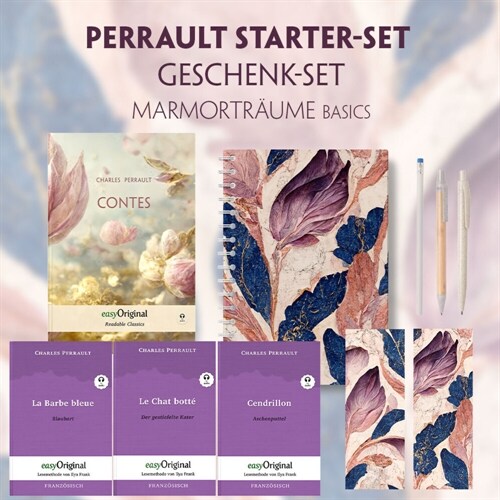 Charles Perrault Starter-Paket Geschenkset - 4 Bucher (mit Audio-Online) + Marmortraume Schreibset Basics, m. 4 Beilage, m. 4 Buch (WW)