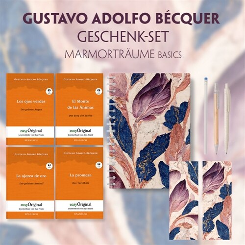 Gustavo Adolfo Becquer Geschenkset - 4 Bucher (mit Audio-Online) + Marmortraume Schreibset Basics, m. 4 Beilage, m. 4 Buch (WW)