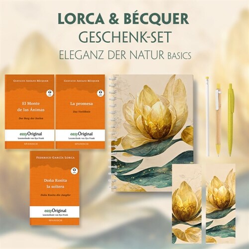 Lorca & Becquer Geschenkset - 3 Bucher (mit Audio-Online) + Eleganz der Natur Schreibset Basics, m. 3 Beilage, m. 3 Buch (WW)