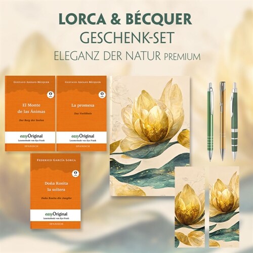 Lorca & Becquer Geschenkset - 3 Bucher (mit Audio-Online) + Eleganz der Natur Schreibset Premium, m. 3 Beilage, m. 3 Buch (WW)