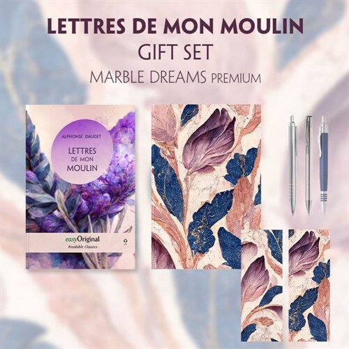 Lettres de mon Moulin (with audio-online) Readable Classics Geschenkset + Marmortraume Schreibset Premium, m. 1 Beilage, m. 1 Buch (WW)