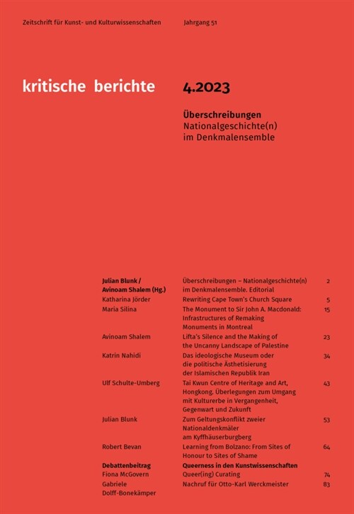 Kritische Berichte: Zeitschrift fur Kunst-                                                  und Kulturwissenschaften / Jahrgang 51, Heft (Paperback)