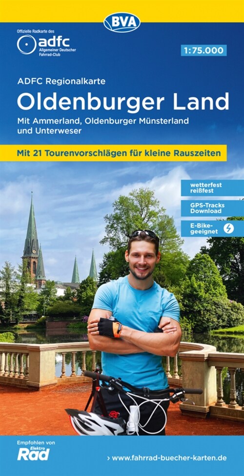 ADFC-Regionalkarte Oldenburger Land, 1:75.000, mit Tagestourenvorschlagen, mit Knotenpunkten, reiß- und wetterfest, E-Bike-geeignet, GPS-Tracks Downlo (Sheet Map)