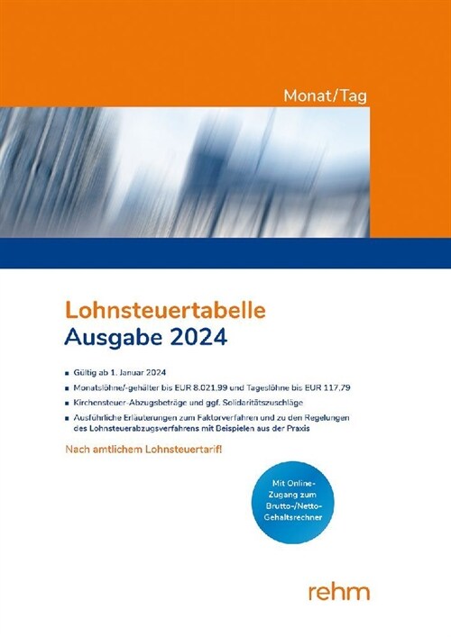Lohnsteuertabelle Monat/Tag 2024 (Paperback)