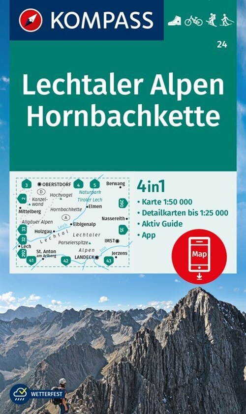 KOMPASS Wanderkarte 24 Lechtaler Alpen, Hornbachkette 1:50.000 (Sheet Map)