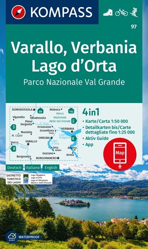 KOMPASS Wanderkarte 97 Varallo, Verbania, Lago dOrta, Parco Nazionale Val Grande 1:50.000 (Sheet Map)