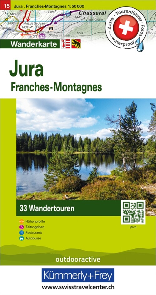 Jura Franches-Montagnes Nr. 15 Touren-Wanderkarte 1:50 000 (Sheet Map)