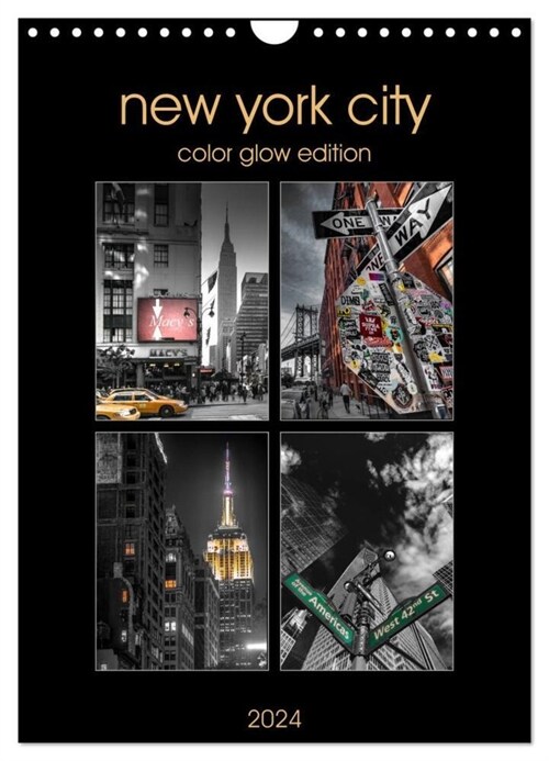 New York City - Color Glow Edition (Wandkalender 2024 DIN A4 hoch), CALVENDO Monatskalender (Calendar)