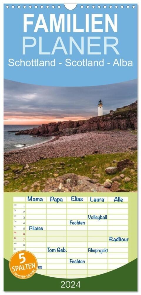 Familienplaner 2024 - Schottland - Scotland - Alba mit 5 Spalten (Wandkalender, 21 x 45 cm) CALVENDO (Calendar)