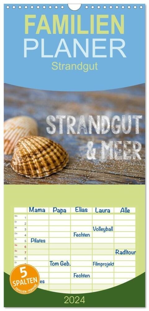 Familienplaner 2024 - Strandgut und Meer mit 5 Spalten (Wandkalender, 21 x 45 cm) CALVENDO (Calendar)